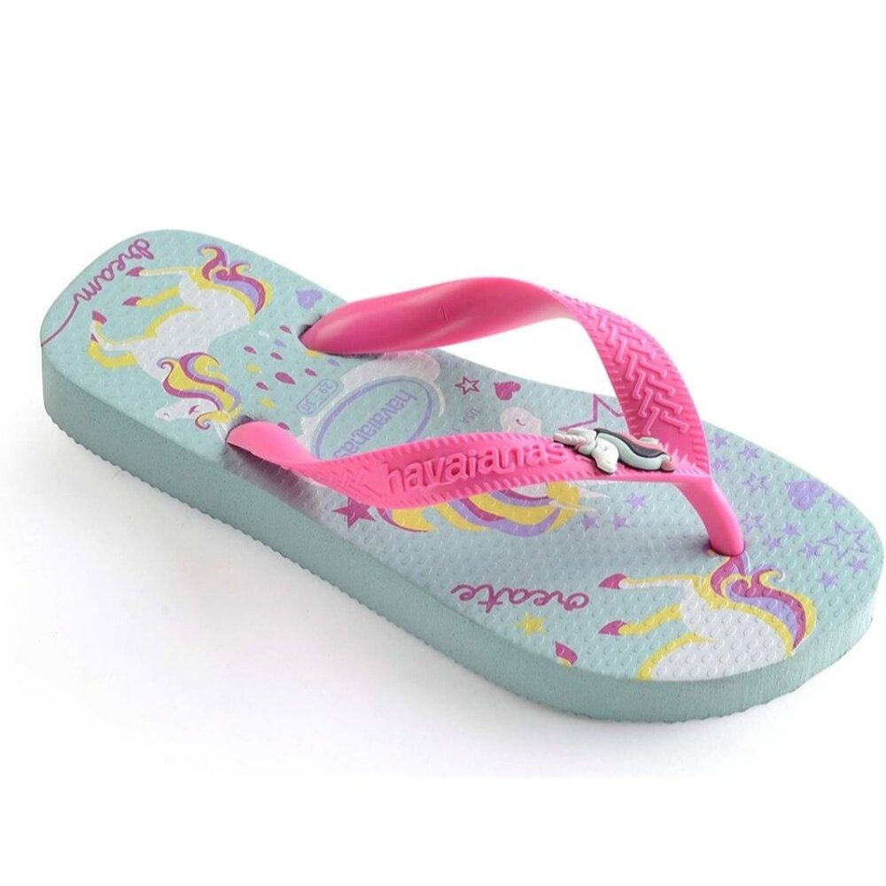 Havaianas Unisex Child Slim Unicorn Flip Flop Rubber Girls 2 Sandal Pink Blue - Picture 8 of 10